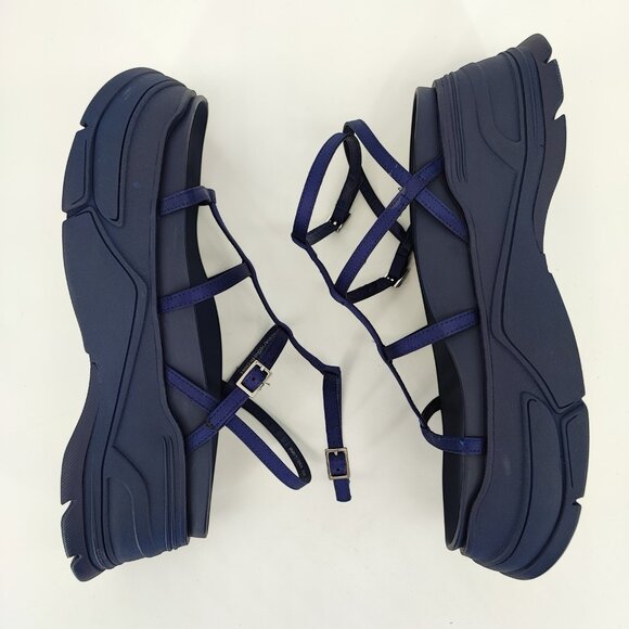 Zara Strappy Flatform Women\'s Size 9 US Man Made Blue Sandals Casual main image 6